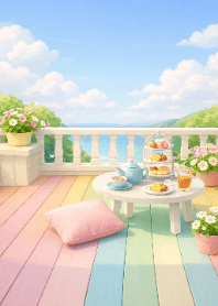 Pastel Seaside Balcony