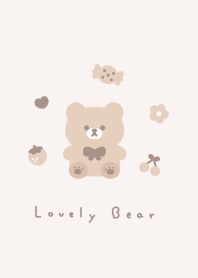 Bear and items/beige wh