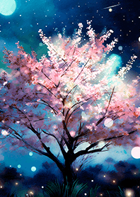 Beautiful night cherry blossoms#485
