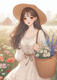 Minimal girl flower garden 01