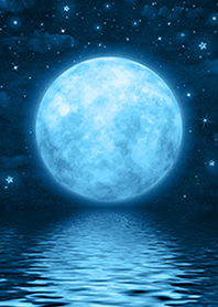 blue full moon and sea
