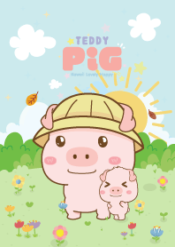 เจ้าหมูน้อย สวนดอกไม้ น่ารัก