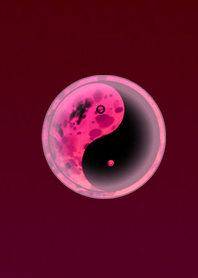 Dark Yin and Yang diagram Red Pink