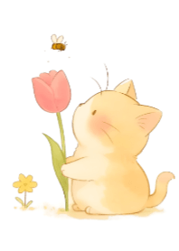 Cat and Flower V.1