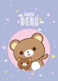 Brown Bear Cute Galaxy Violet