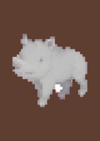 Rhinoceros Pixel Art Theme  Brown 01
