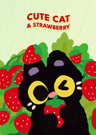 Cute Cat & Strawberry :)
