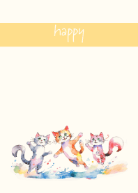 Naughty cats on brown & yellow JP