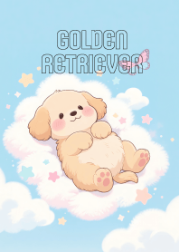 Lovely Golden Retriever In Cloud