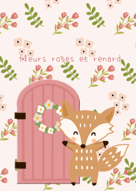 pink flowers and cute fox