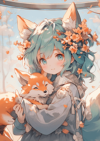 森林系狐狸女孩與狐狸❤
