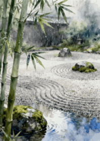 Zen Garden in Rain