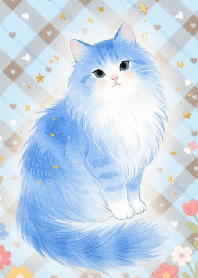 beautiful cat in the check pattern 04