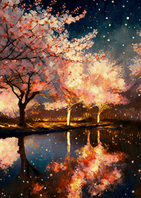 Beautiful night cherry blossoms#1248