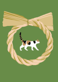 theme of a calico cat at a shrine