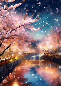 Beautiful night cherry blossoms#2360