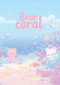 cute bear and pastel coral