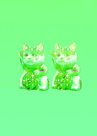 Two lucky lucky cat blue green