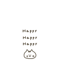 Happy. cat. white.