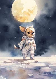 可愛的太空吉娃娃在月球漫步