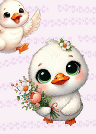 White Duck & Little Flower Bouque Purple