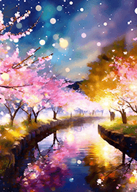 Beautiful night cherry blossoms#2175