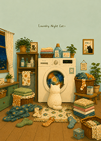 Laundry Night Cat