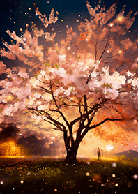 Beautiful night cherry blossoms#1401