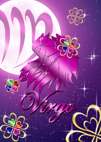 Virgo four Leaf Clover Moon purple