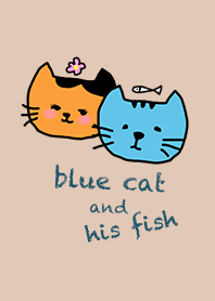 blue cat and his fish