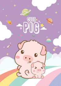 เจ้าหมูน้อย สายรุ้ง สีม่วง