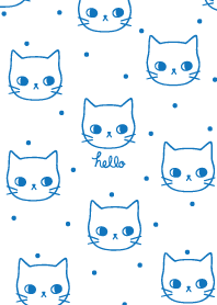 Doodle cats pattern (blue and white)