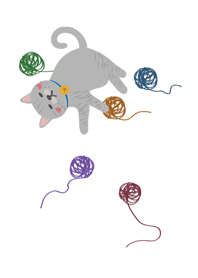 Cats come to cats-ball of yarn