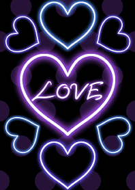 Neon heart -Purple polka dot-