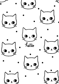 Doodle cats pattern (black and white)