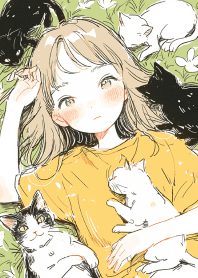 可愛女孩與貓咪 8