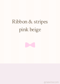 Ribbon & stipes pink beige