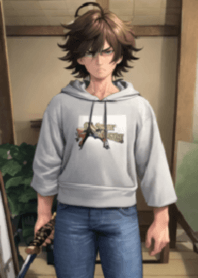 머리카락이 흩날리는 잘생긴 남자