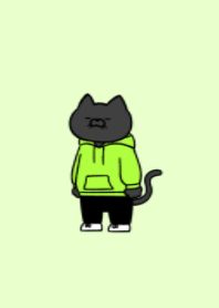 Hoodie black cat 04.