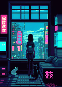 未来都市-窓辺の少女と猫2.1.1