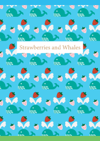 strawberrie and Whale on blue