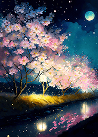 Beautiful night cherry blossoms#693