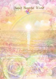 Sunset beautiful world Rainbow Rose#