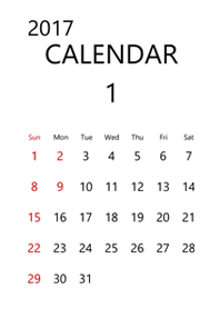 ２０１７年１月 カレンダー