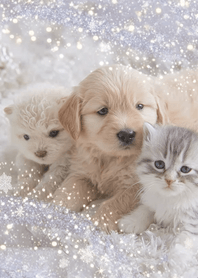 Blue Sparkling Puppy and Kittens
