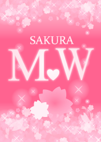 M&W イニシャル 運気UP!かわいい桜デザイン