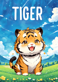 Kawaii Tiger in field Theme 2