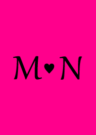 Initial "M & N" Vivid pink & black.