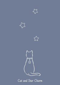 Cat and Star Charm (blue gray)