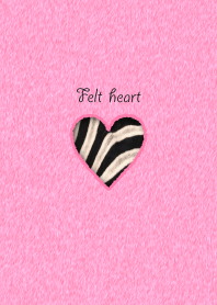 Felt heart-pink/zebra pattern-